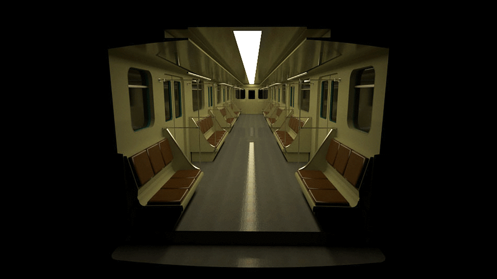SketchUp rendor shot of Russian metro train interior