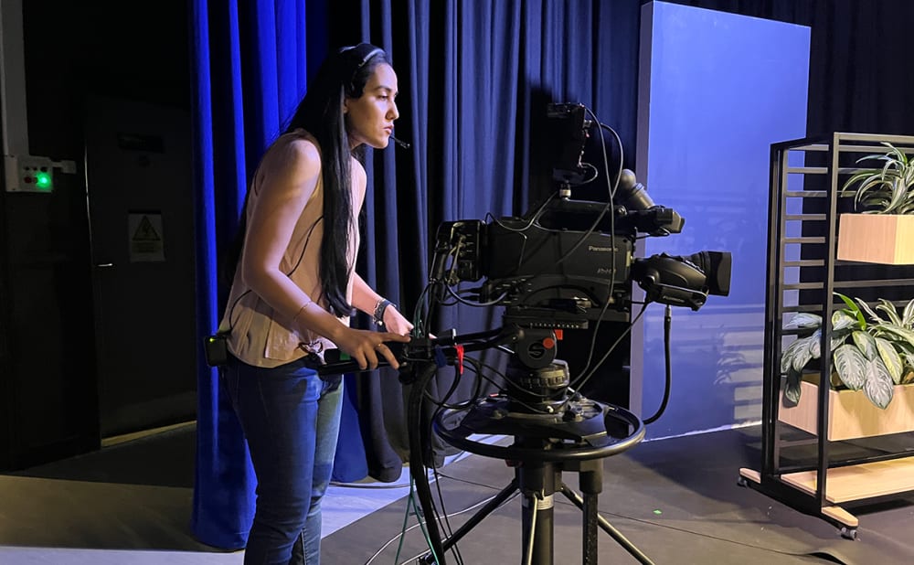 Monica Dhaka in the LCC TV studio