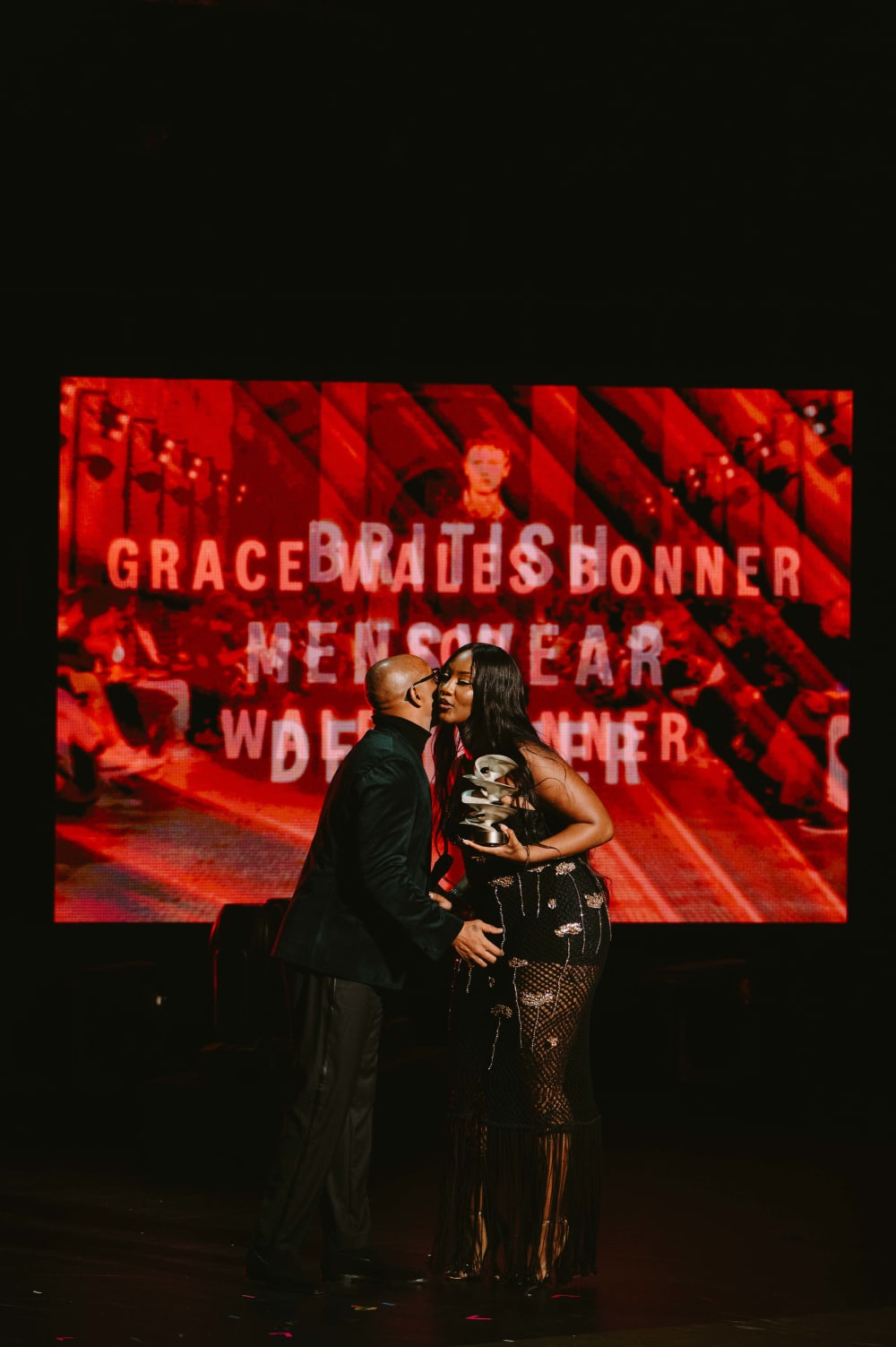 Ian Wright presenting Grace Wales Bonner with her award