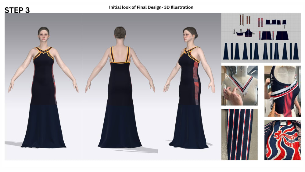 3D illustration of person wearing dress.