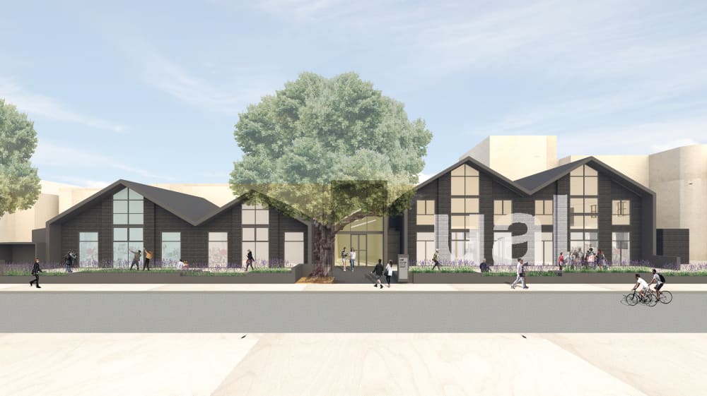 Architects Levitt Bernstein computer render of front elevation of buildings for the Wimbledon site development.
