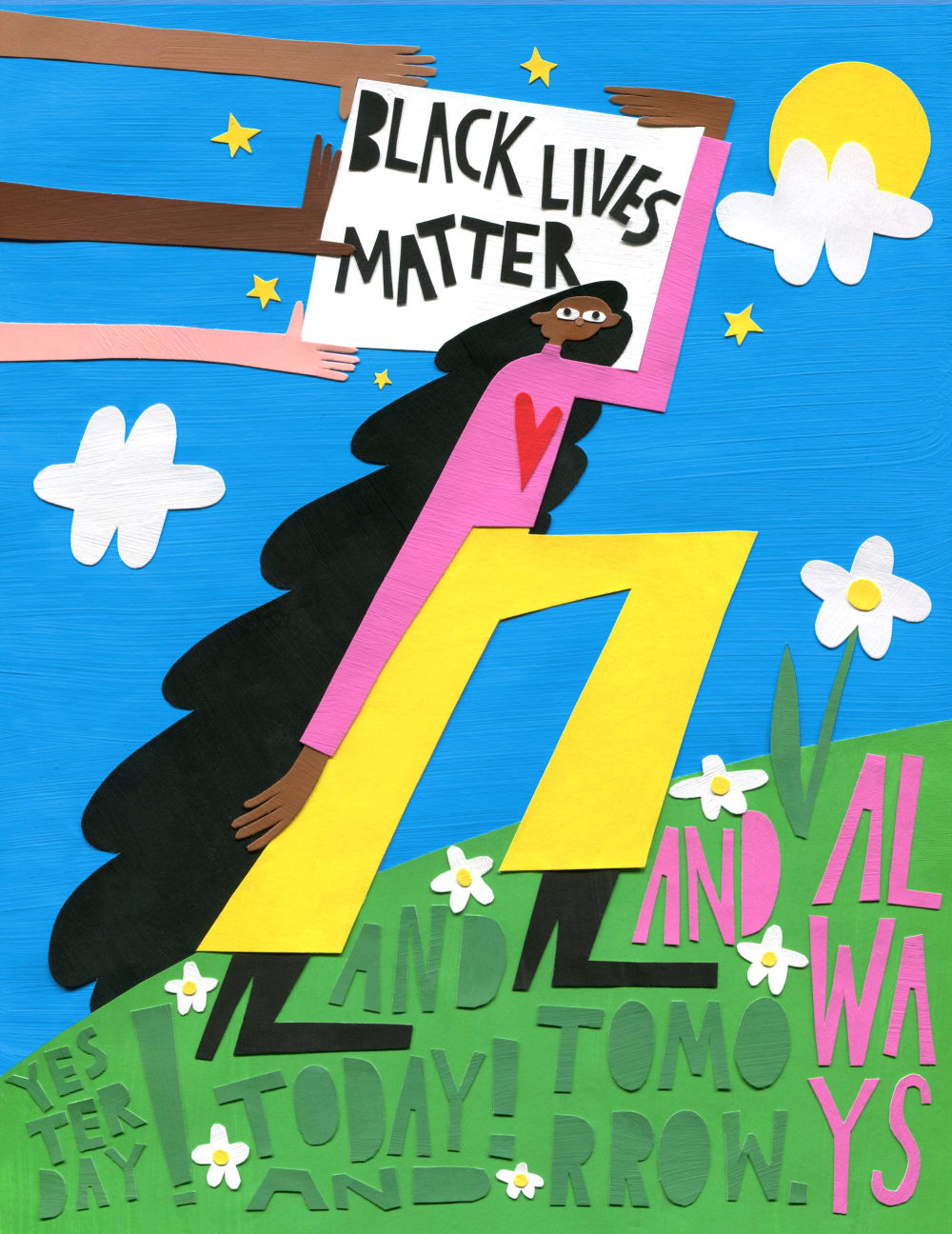 Illutration of person holding a Black Lives Matter poster