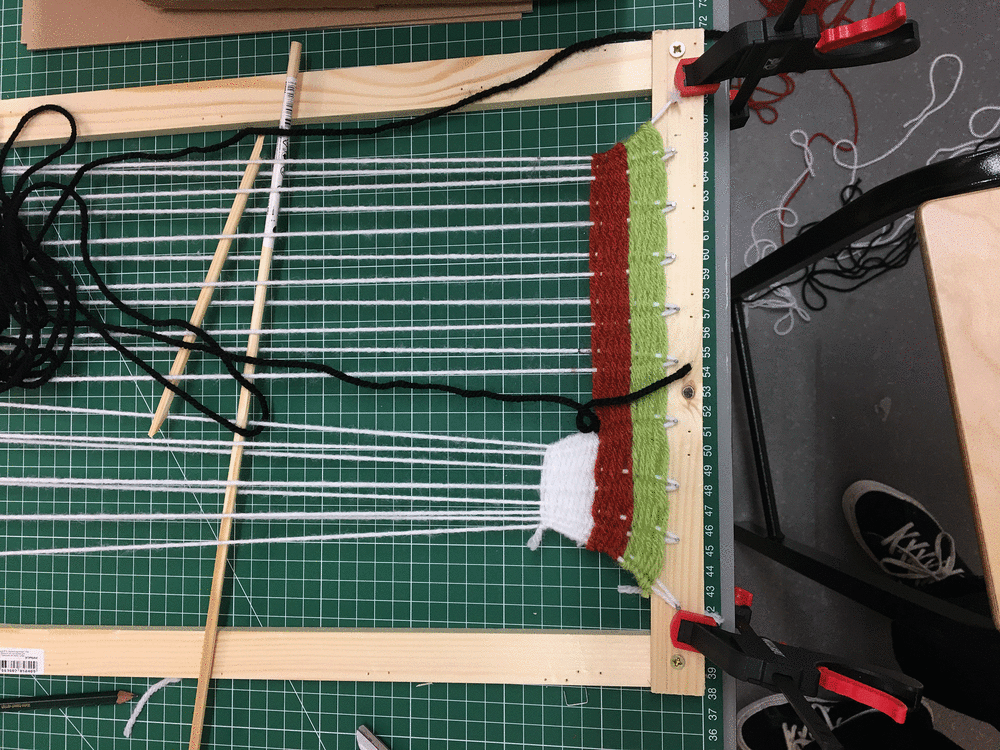 Weave machine used to create fan design