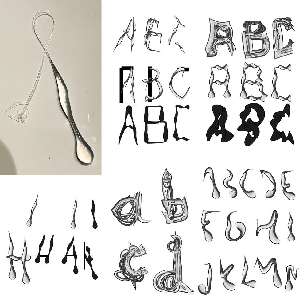alphabet created with glue experiment