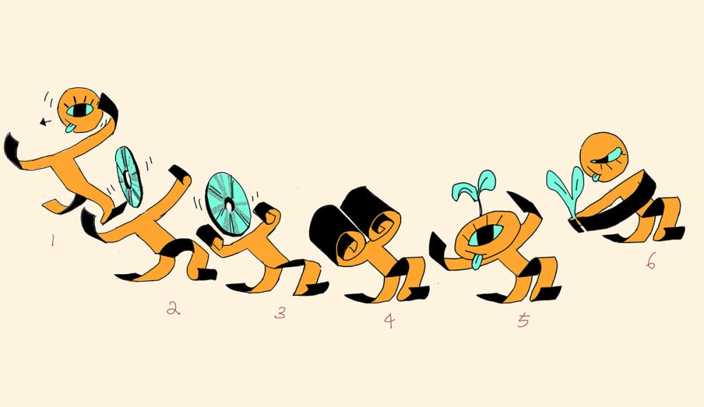 Concept art for the CD Man character from the campaign animation.