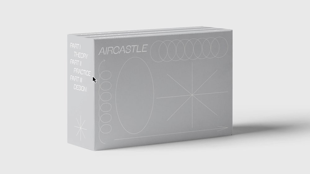 A concept graphic of a grey brand identity.