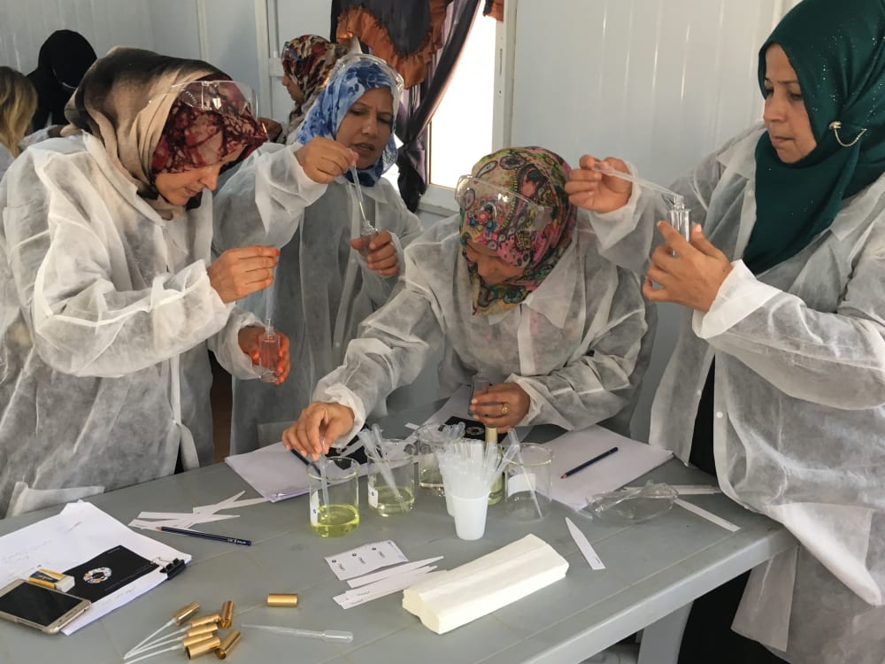 Women from Zaatari camp making soap and purfume with Givaudan.