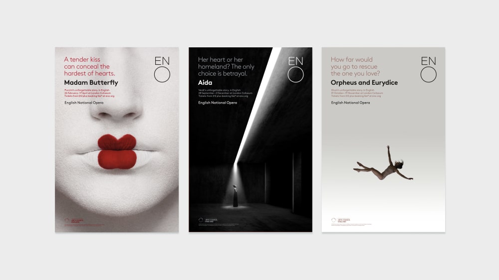 Triptych of adverts for the English National Opera (ENO)