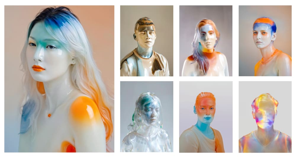 A series of coloured avatars made with AI