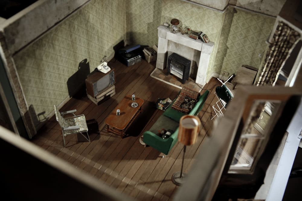miniature model of building created by student
