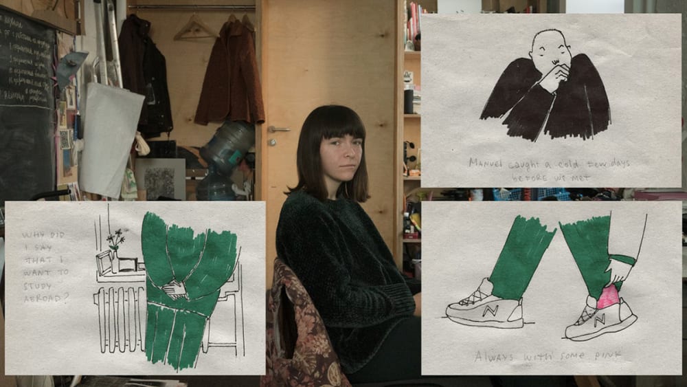 An example of Manuel's photographic portraits accompanied by sketches.