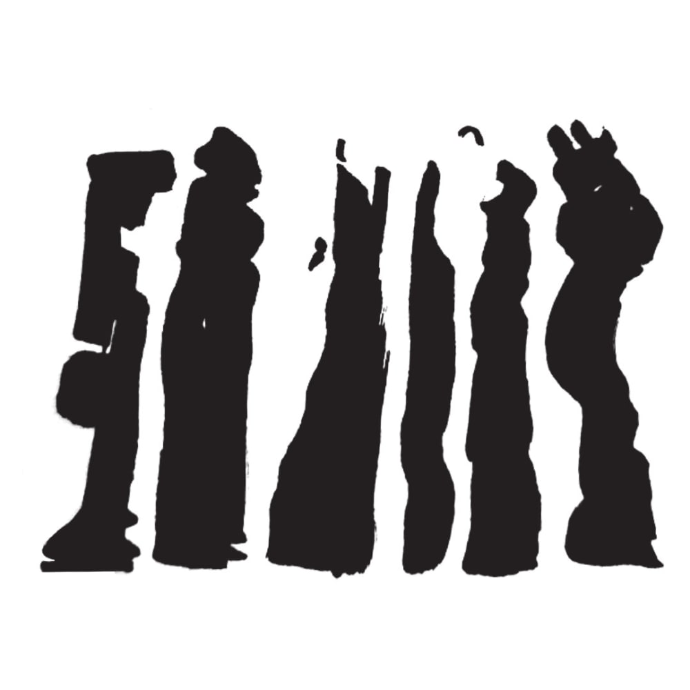 black abstract shaped rectangles on a white background