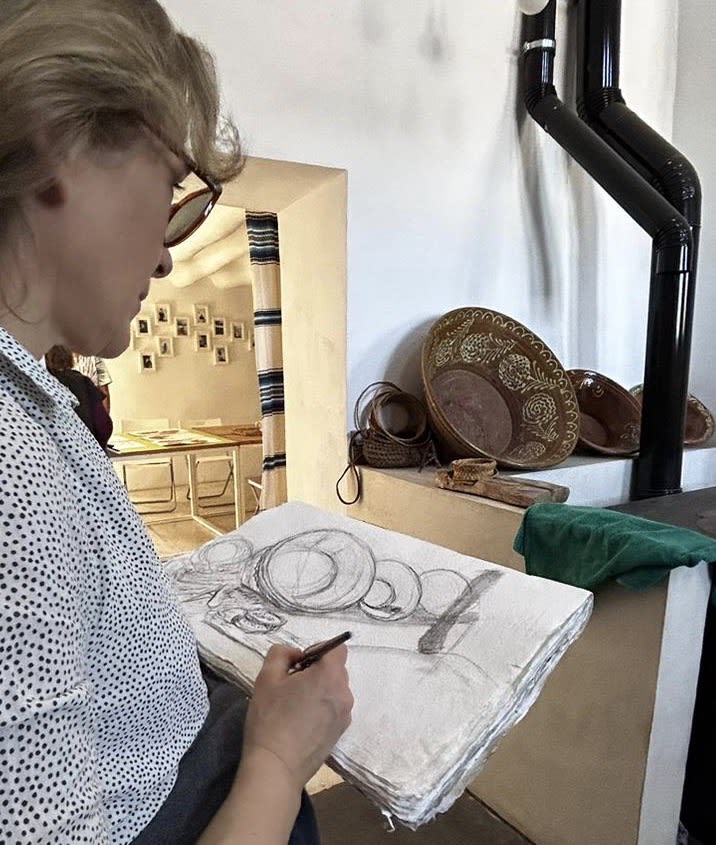 a person illustrating 