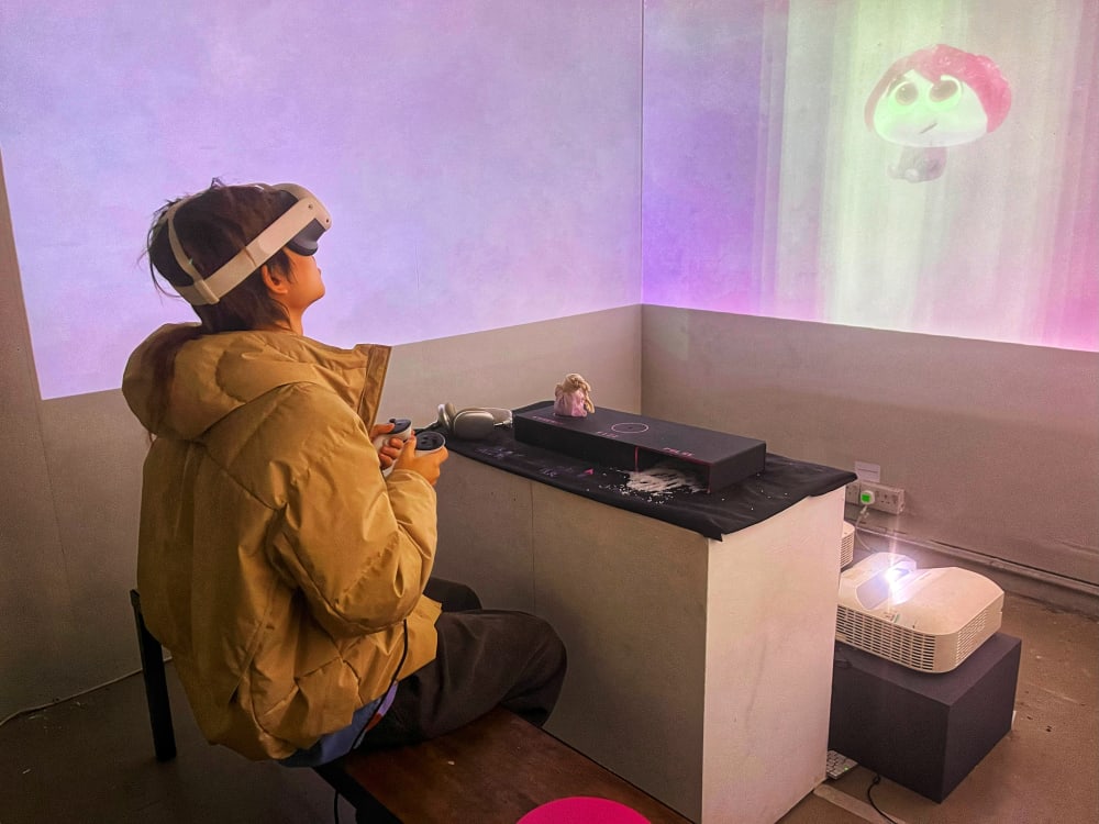 girl wearing a VR headset