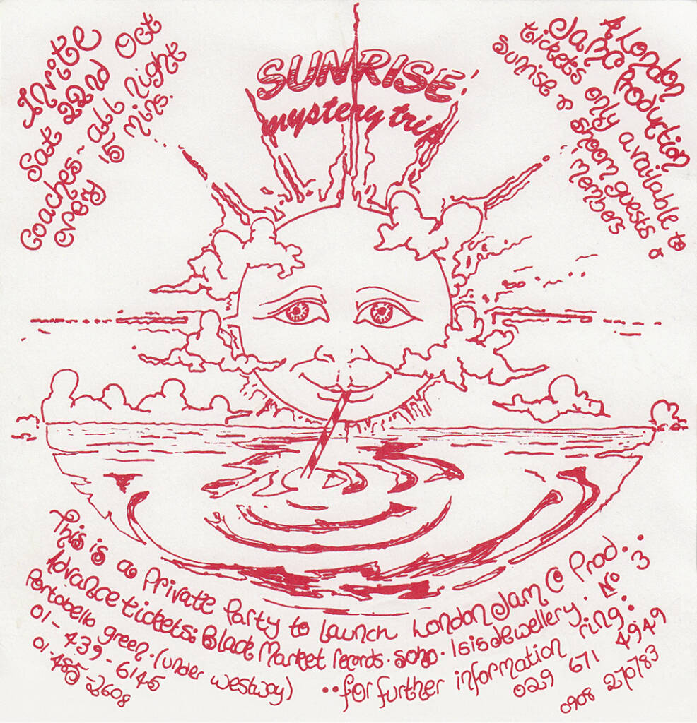 Red and white rave flyer