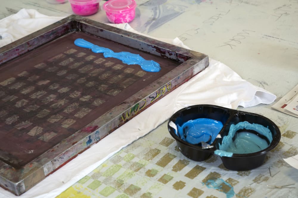 Screen print in progress