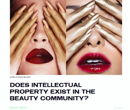 Screenshot of a Dazed Article with golden hands and red lips.