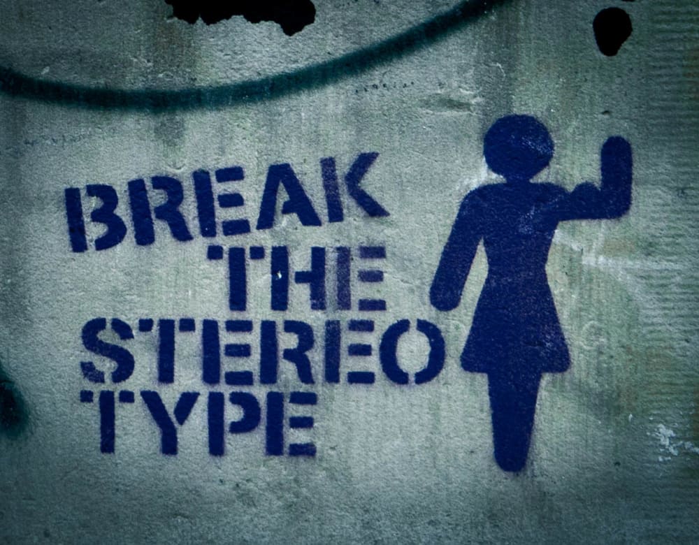 a stencil displaying the words 'break the stereotype'