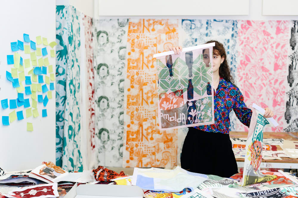 Student working in the studio