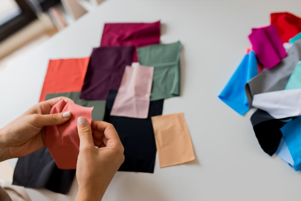 Swatches of material laid on a table
