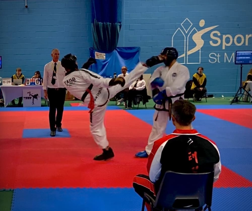 Charlie during a Taekwondo competition