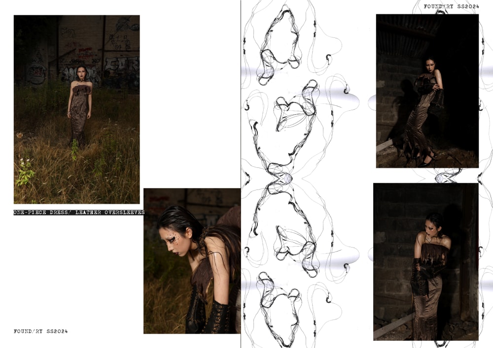 Look 3 - One Piece Dress with Leather Oversleeves