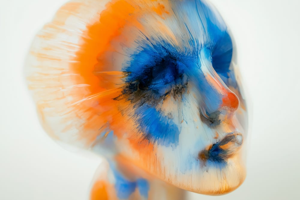 Coloured painting representing a face