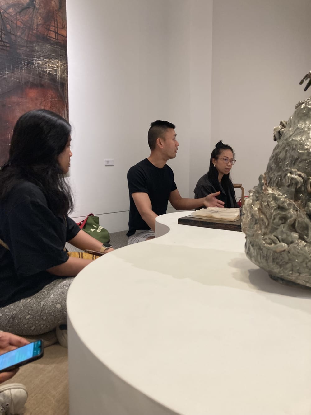 Curator and students