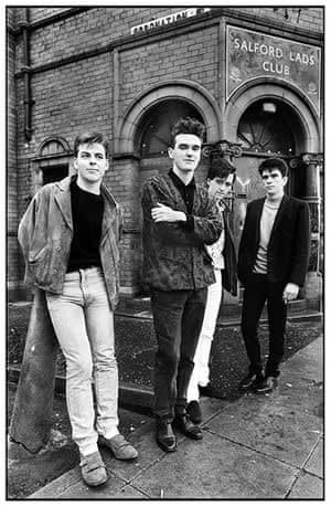 a black and white photograph of The Smiths