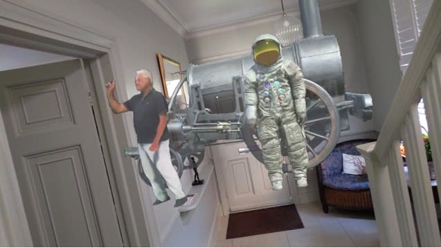 a photograph of a handing sculptures