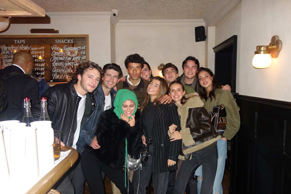 Violeta with a group of friends at the pub