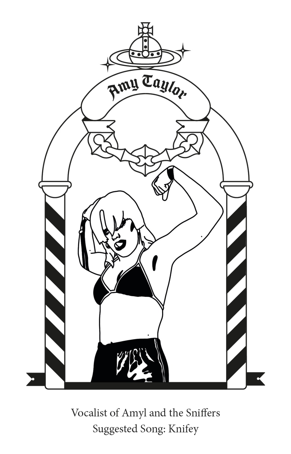 A preview of a page from the book, depicts one of the musicians featured.