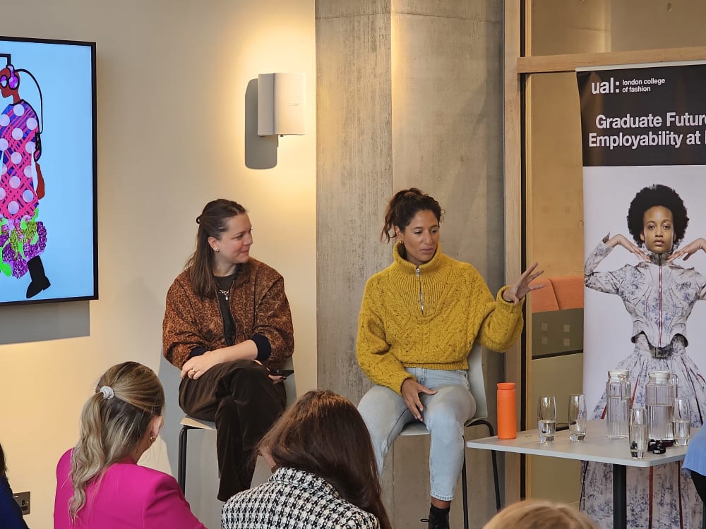 Close up of Viviane Paraschiv and Farah Cohen talking