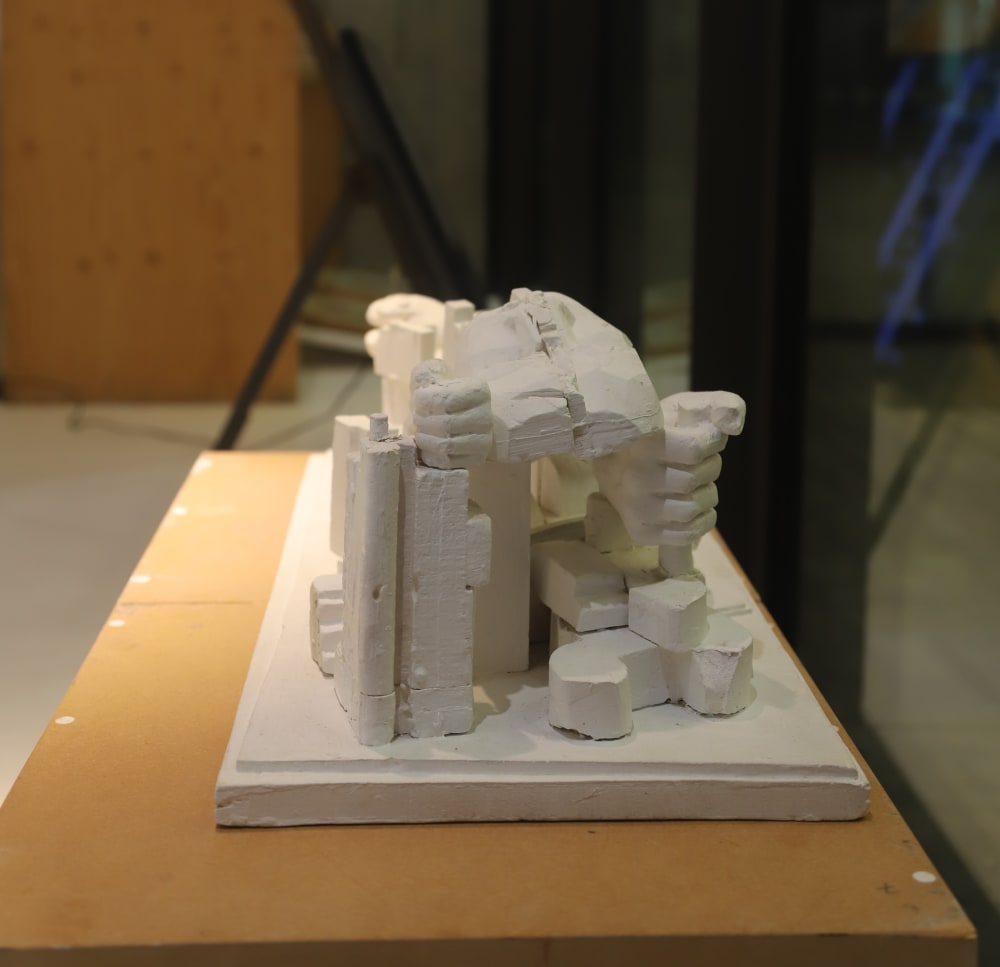 A white maquette by Eduardo Paulozzi on display