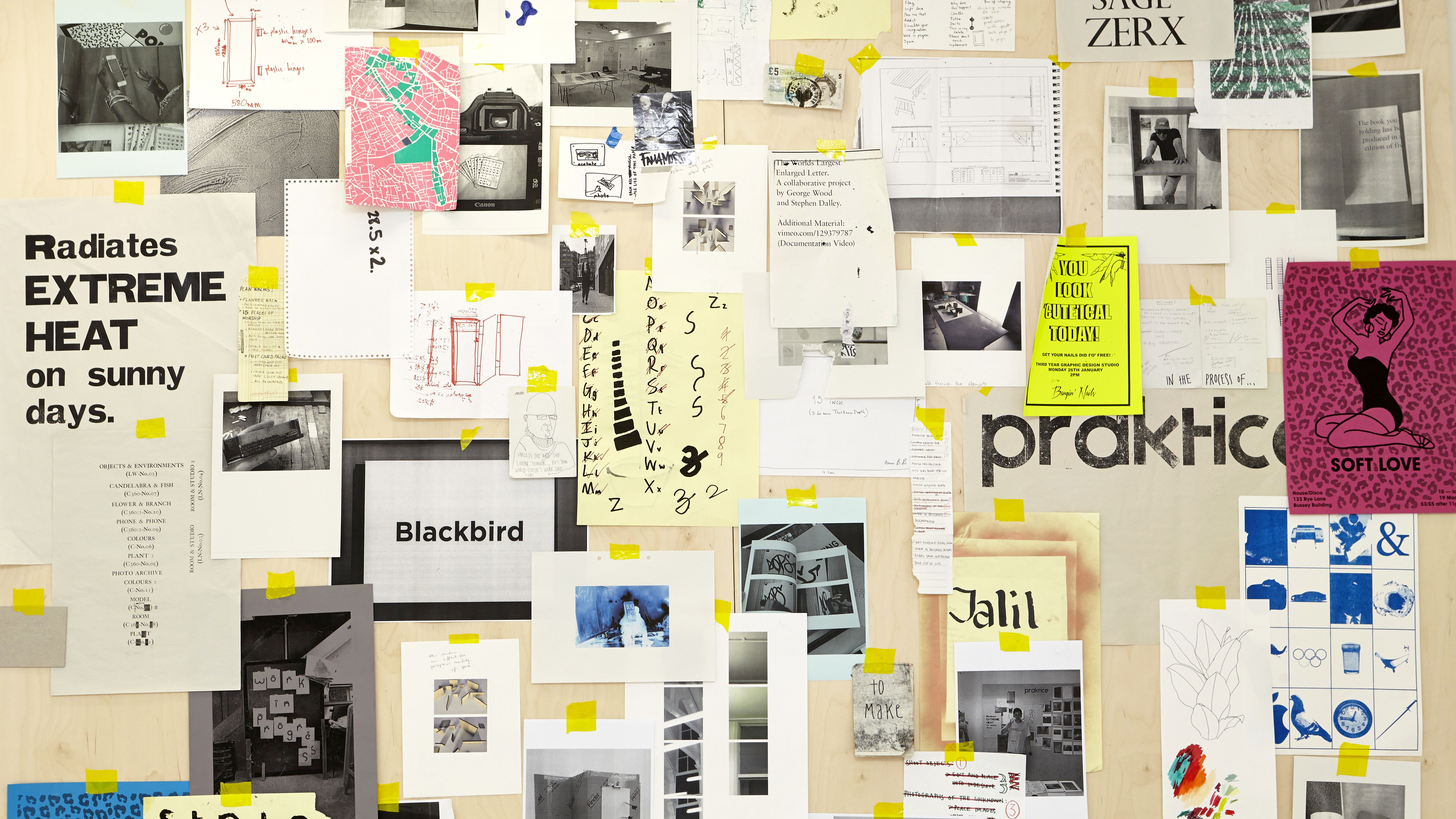 BA Graphic Design work in the summer show that includes typography, illustration, maps, sketches, notes, photography and posters.