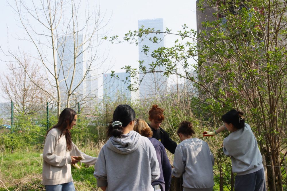 UAL students and staff building community dye garden, Stave Hill Ecological Park, ©Alexandra Rodriguez Cifre
