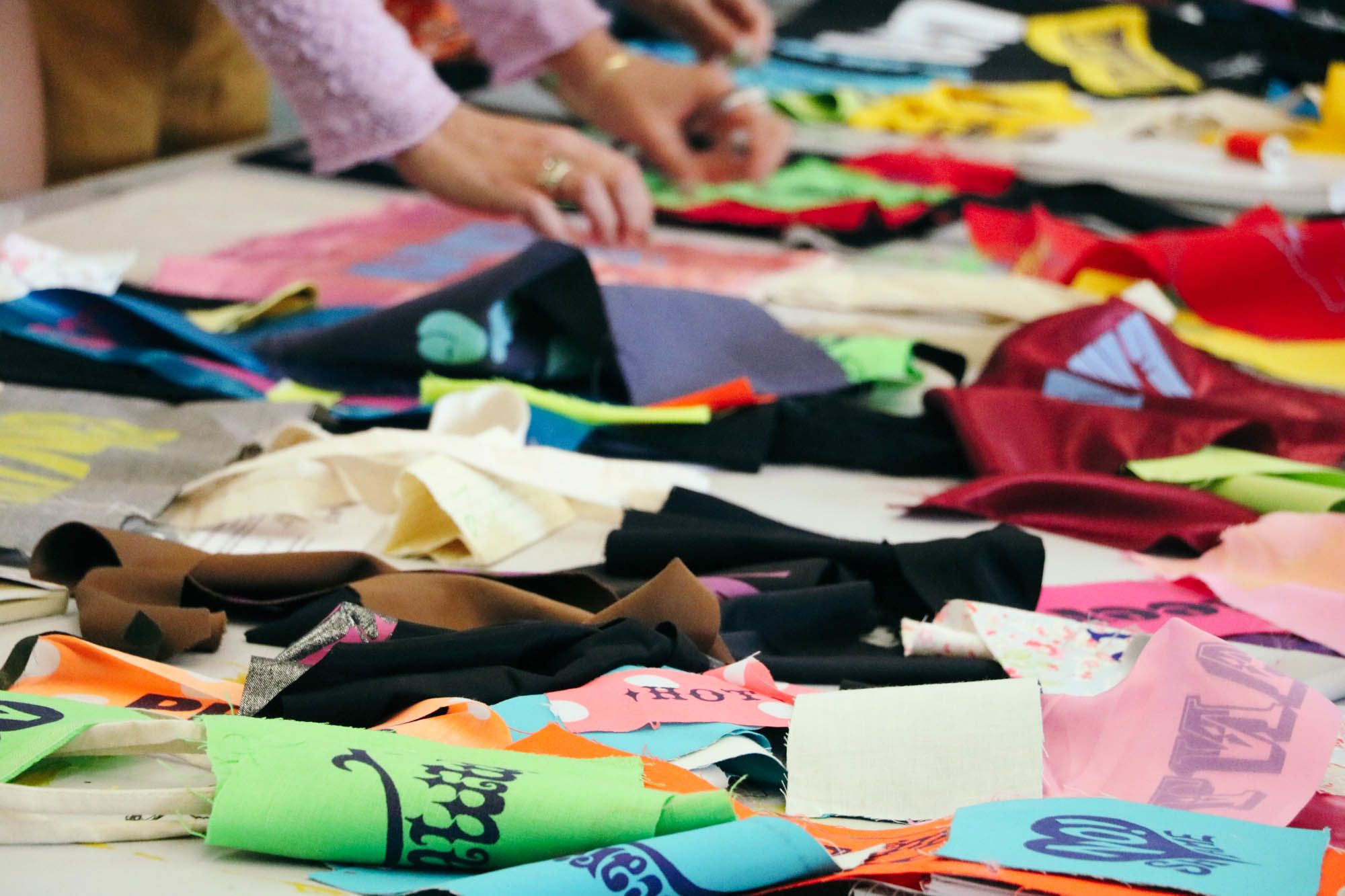 Image of a selection of different fabrics on a table