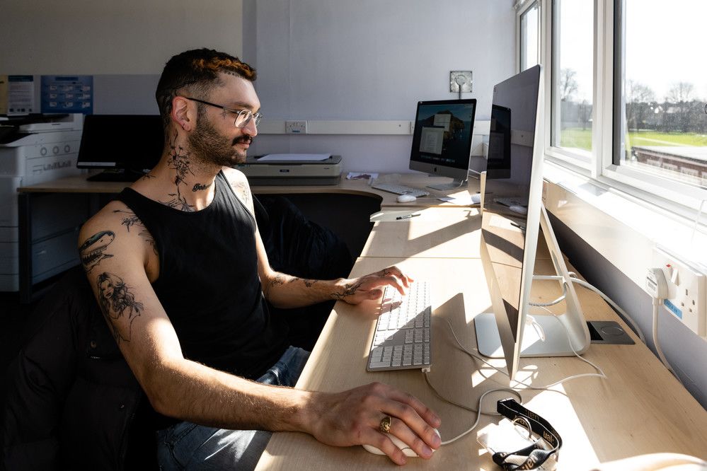 Student working on computers, Wimbledon College of Arts, Ana Blumenkron Zertuche