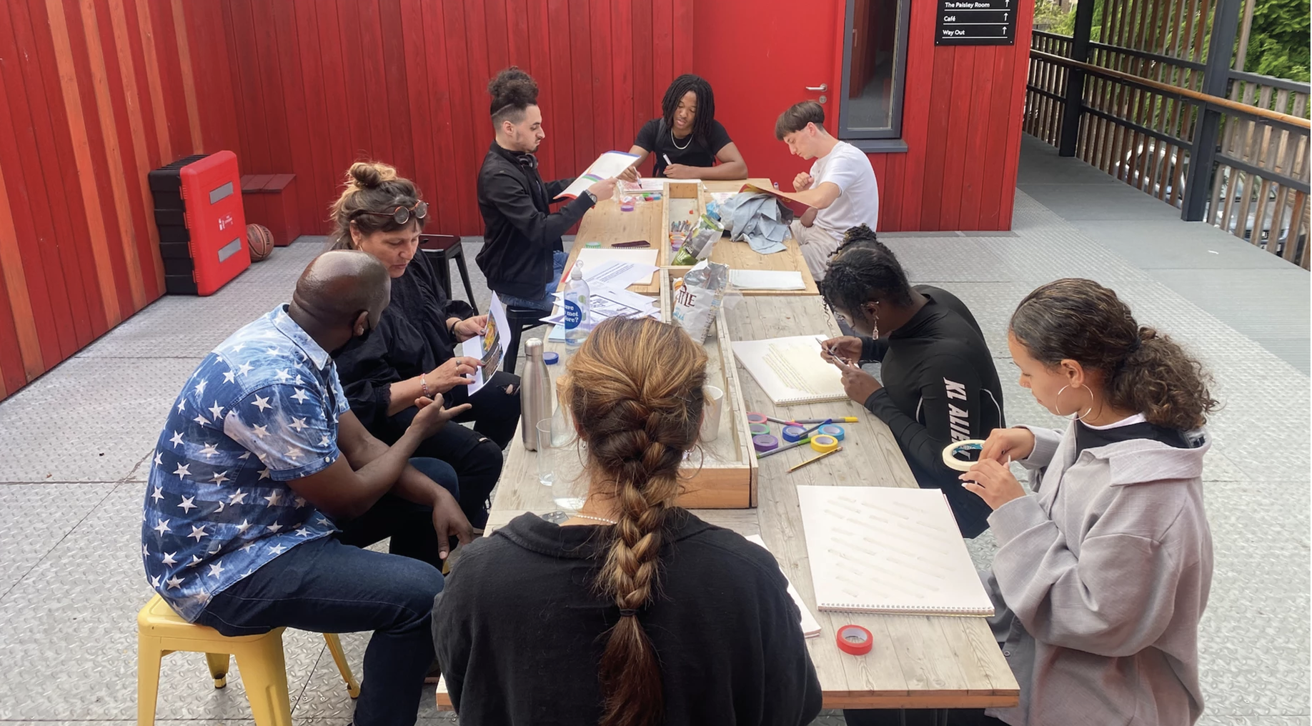 Group of people on a workshop at Poplar Works in South East London
