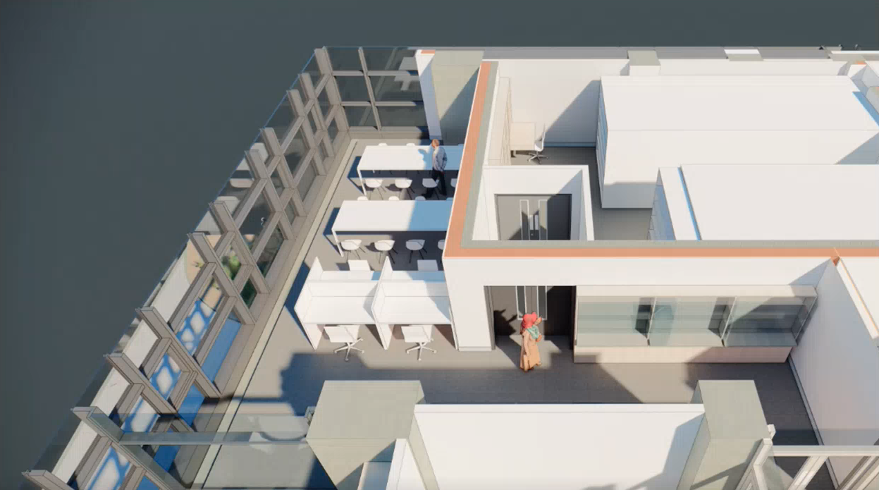 CGI drawings of view inside LCF's new building in Stratford.