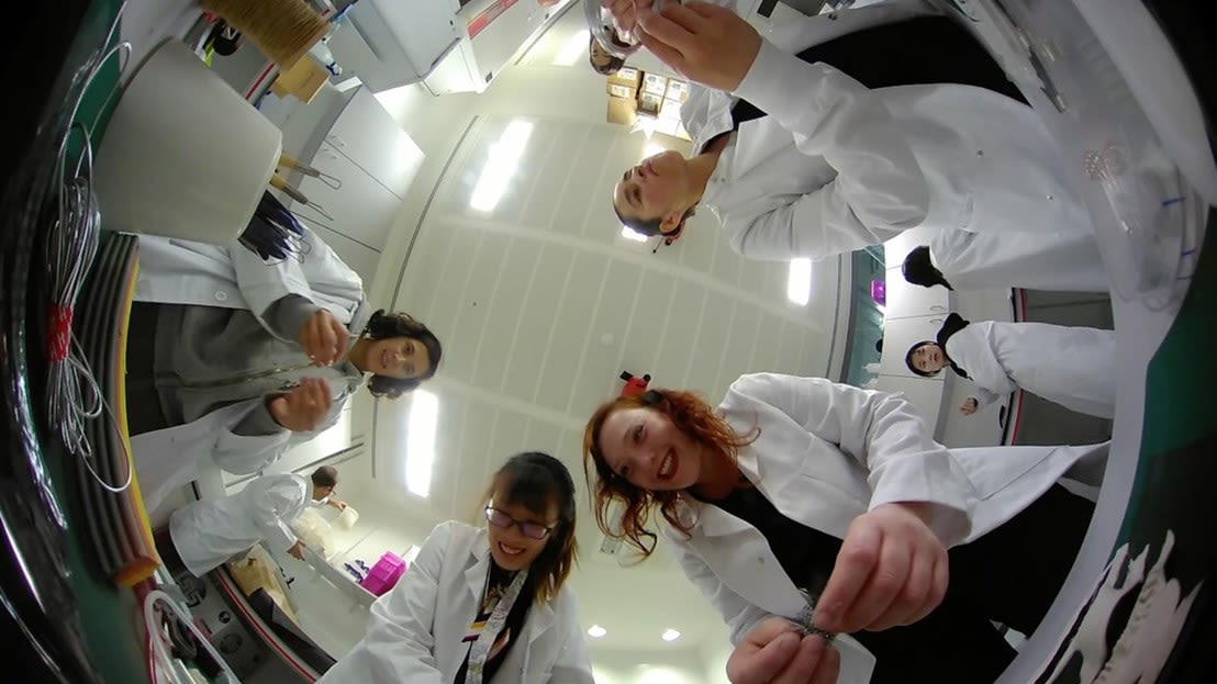 Students experimenting in the Grow Lab, Central Saint Martins