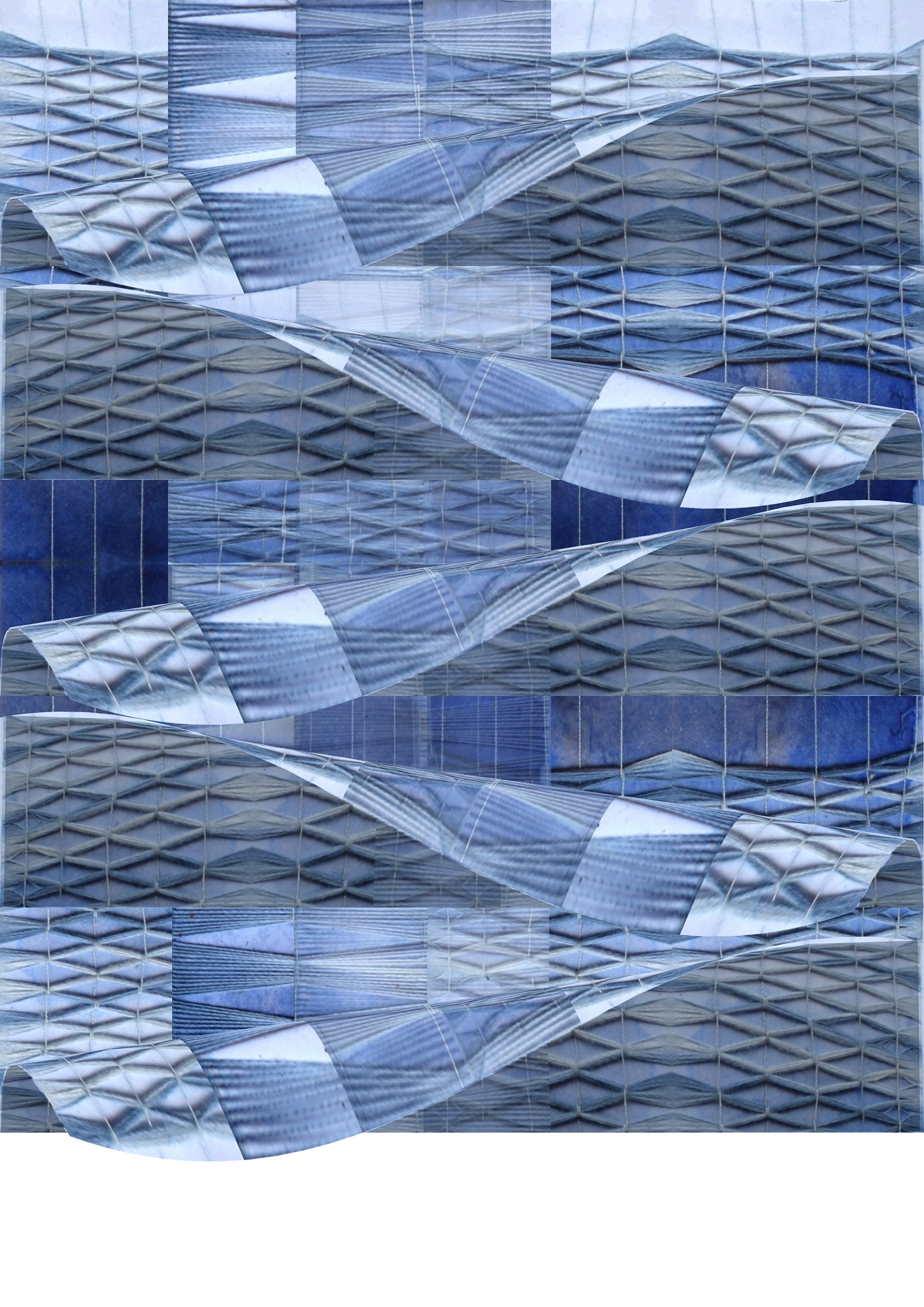 digital design of weave. Blue and white colours