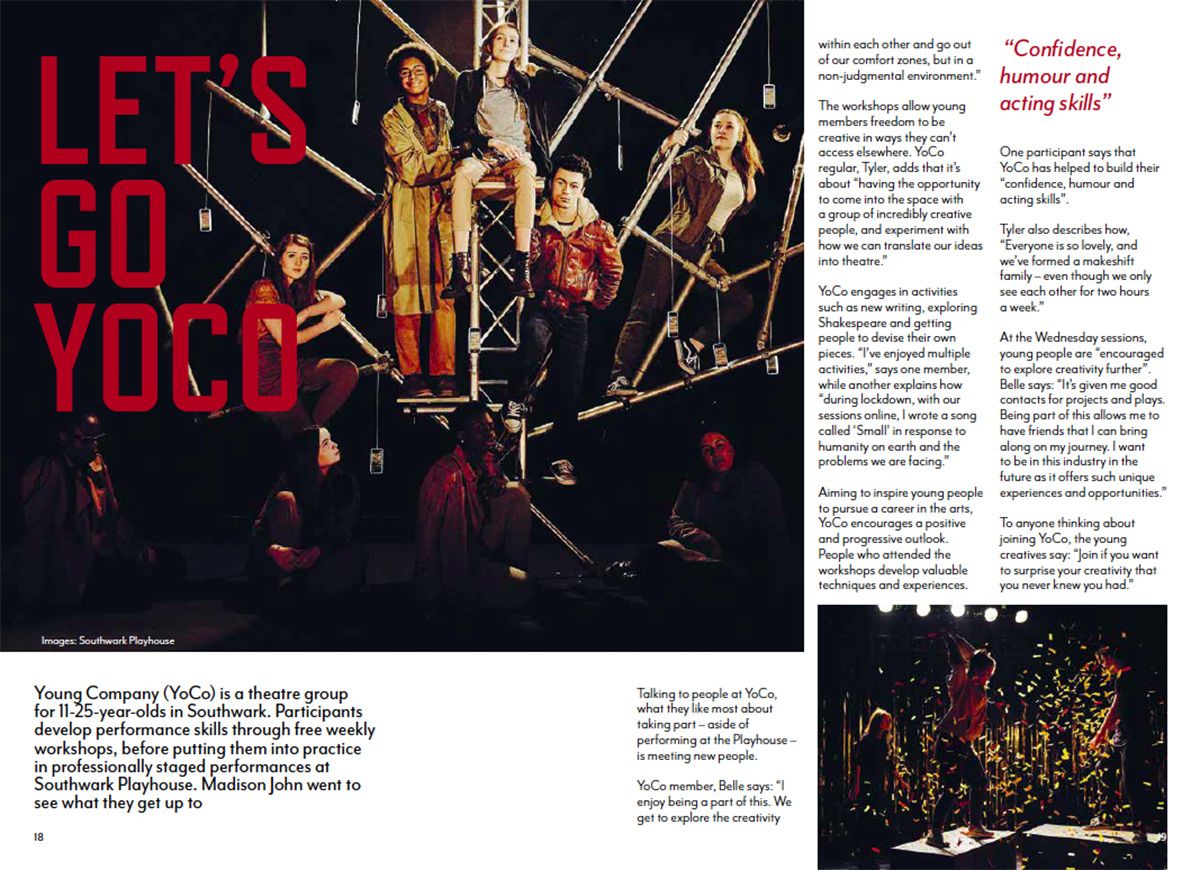 A double-page spread taken from a theatre publication.