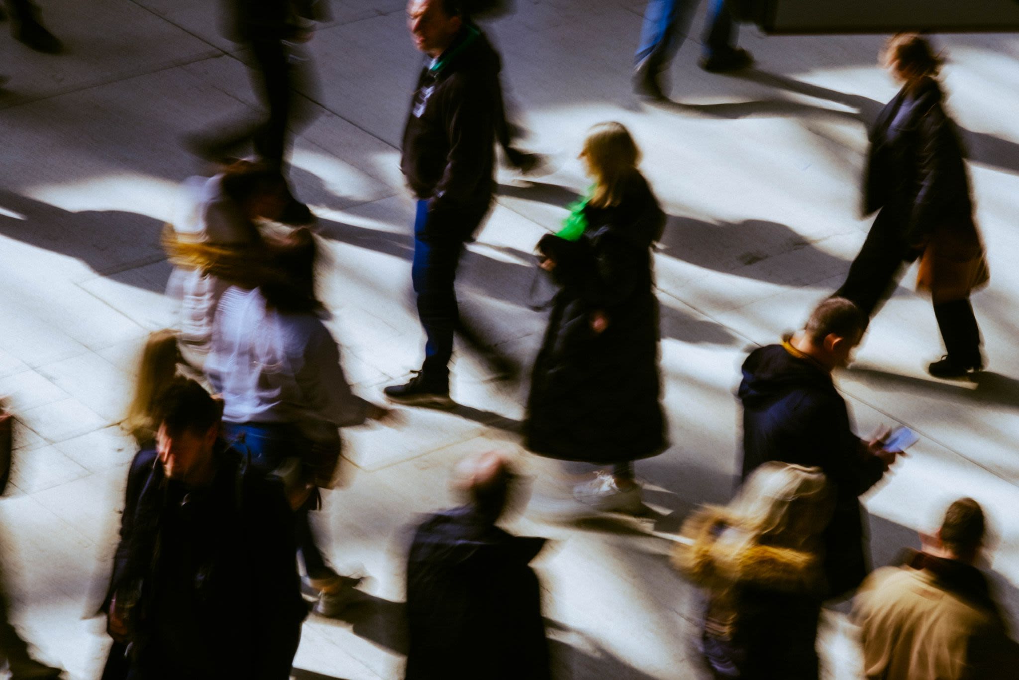 film still people at a train station