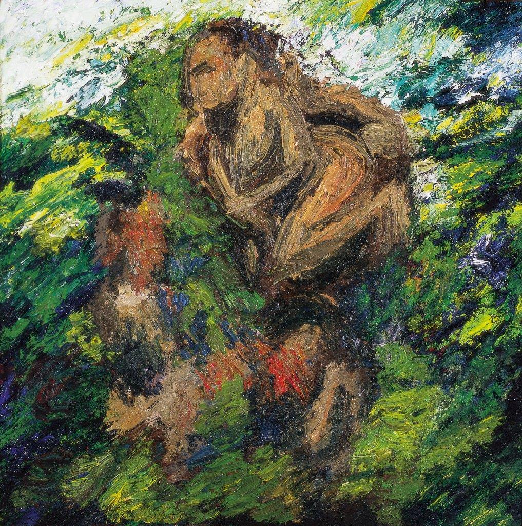 oil painting of indistinct figure