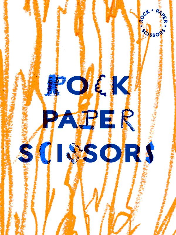 Animated graphic which reads 'Rock Paper Scissors'.