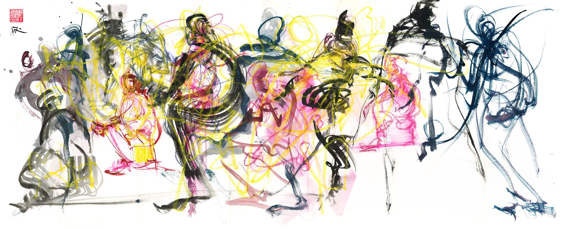 illustration of linear bodies dancing