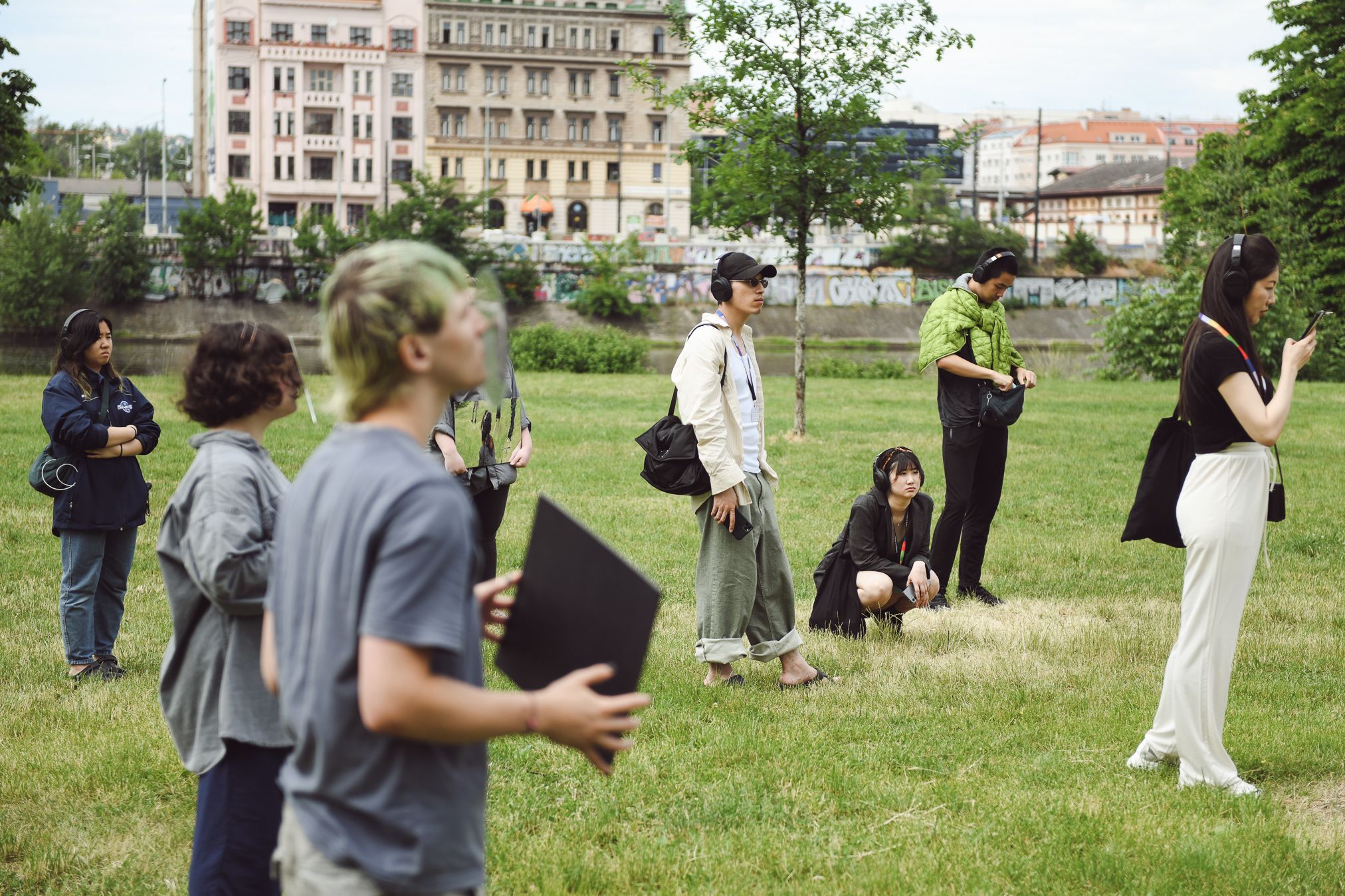 A group of students in a field