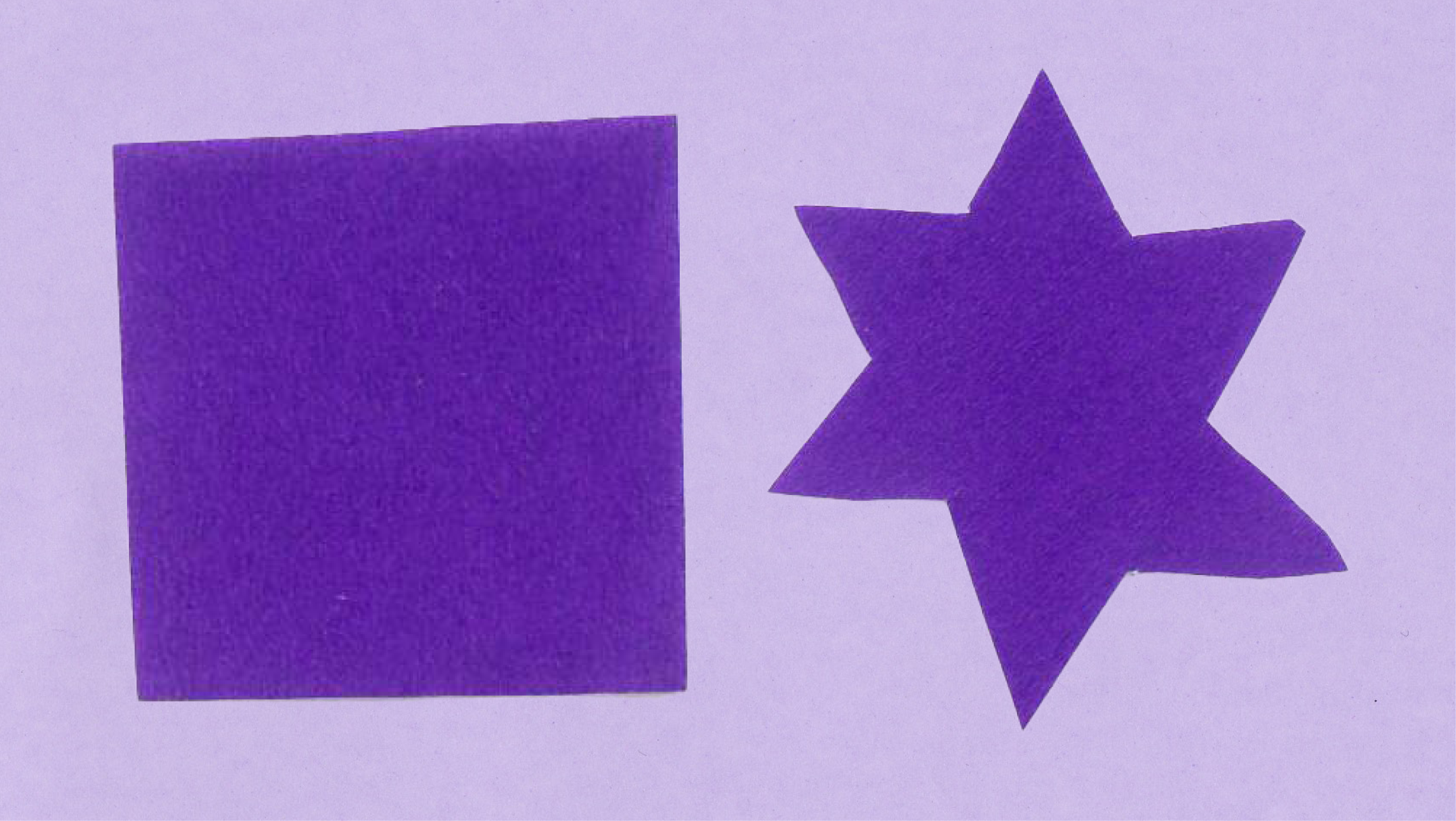 2 dark purple shapes over a light purple background.