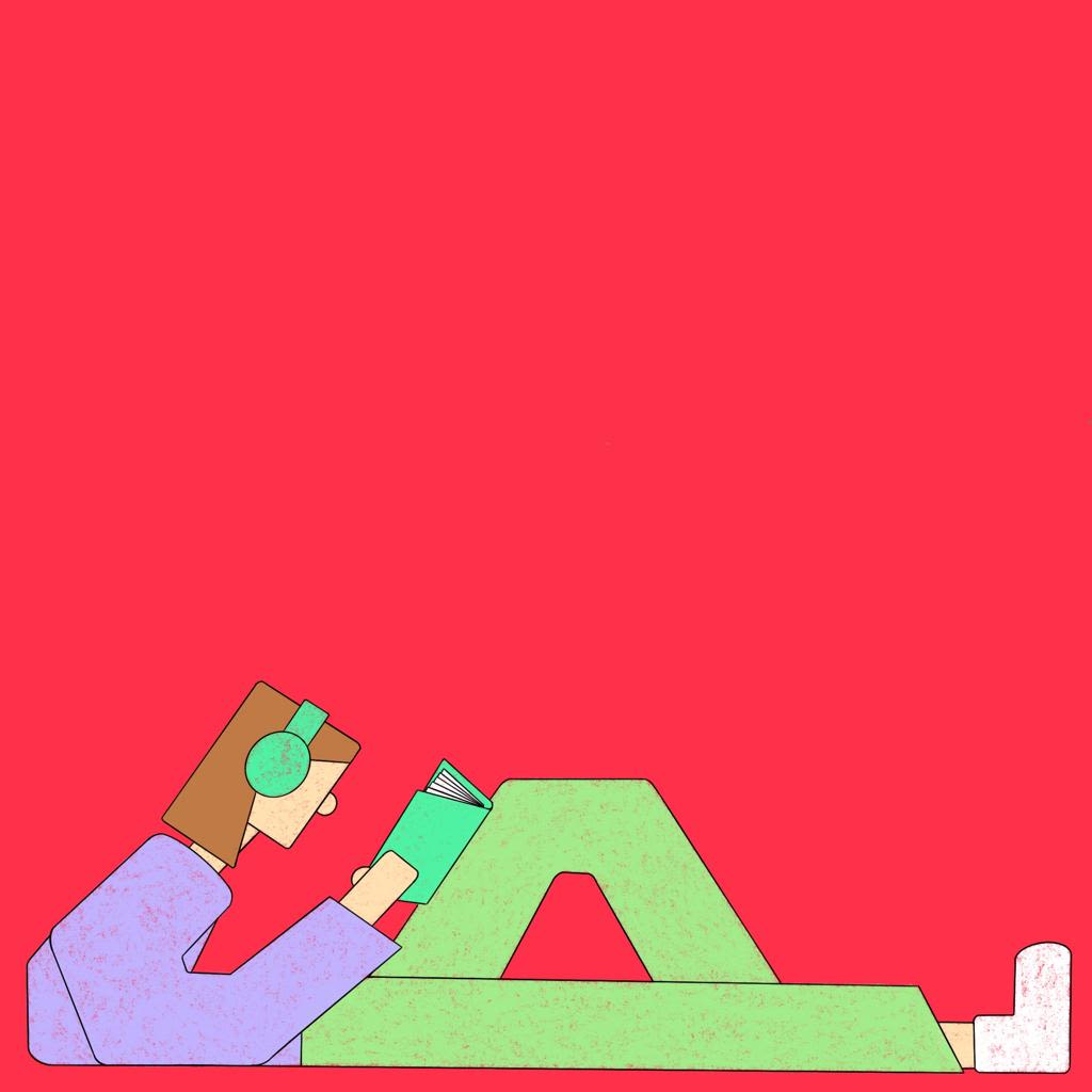 Illustration of person sitting with a laptop